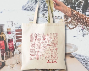 Italy Doodle Tote • Personalized Italian Trip Carryall