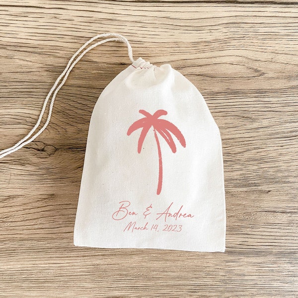 Palm Tree Destination Wedding - Wedding Welcome Bag - Gift Bag - Wedding Party Favor - Personalized Hangover Kit - Custom Tropical Favor Bag