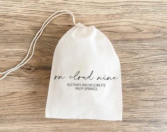 Bachelorette Favor Bag: Cloud 9 Design - Personalized Muslin