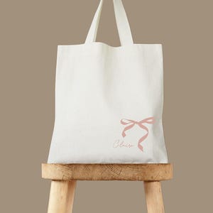 Coquette Bow Tote Bag - Feminine Cotton Canvas Bridesmaid Favor