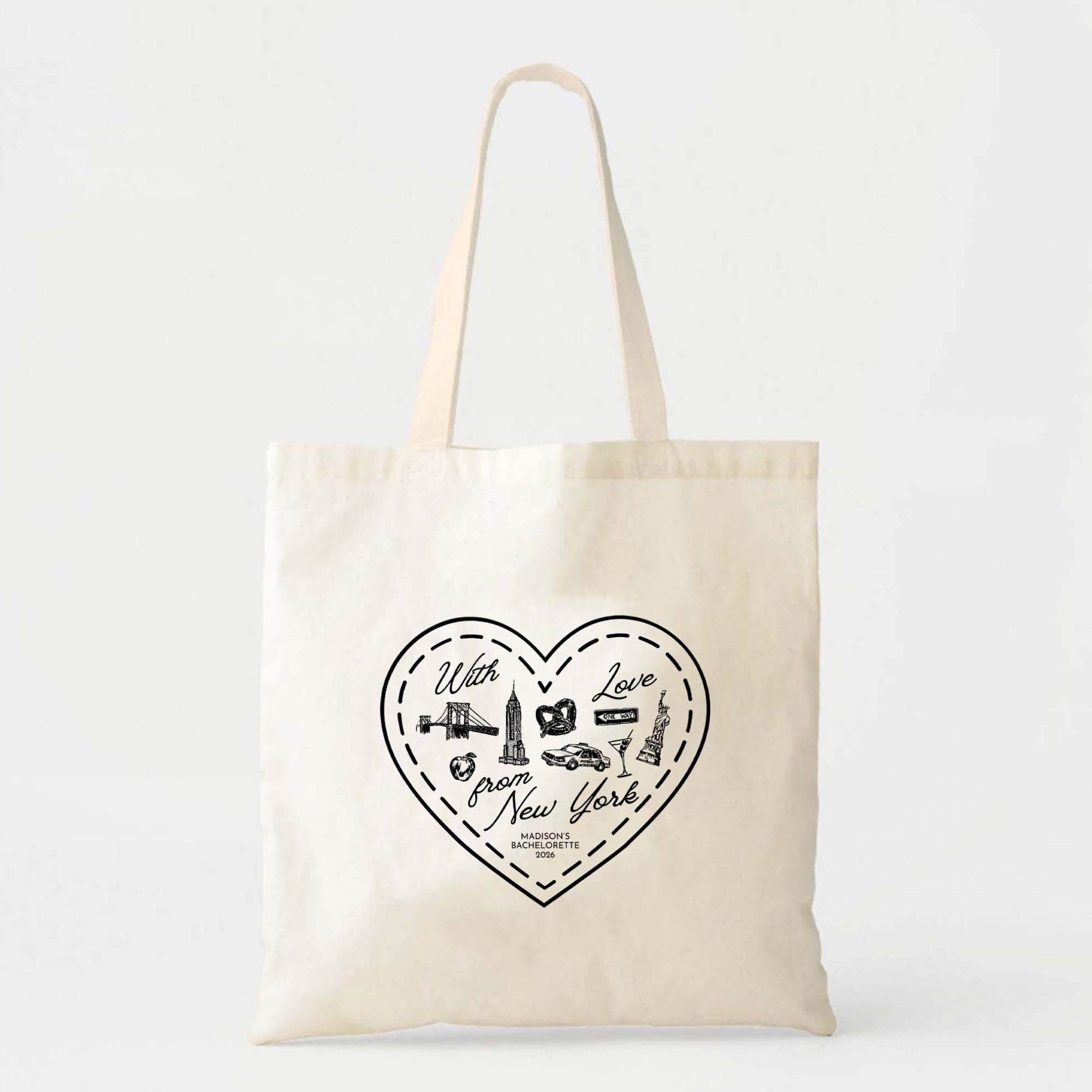 ニューヨークコットントートバッグ I LOVE NY (キャンバス、9x11インチ