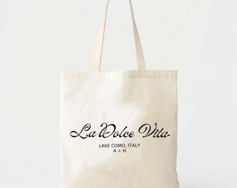 Borsa tote per matrimonio italiano - Tela di cotone, design personalizzabile