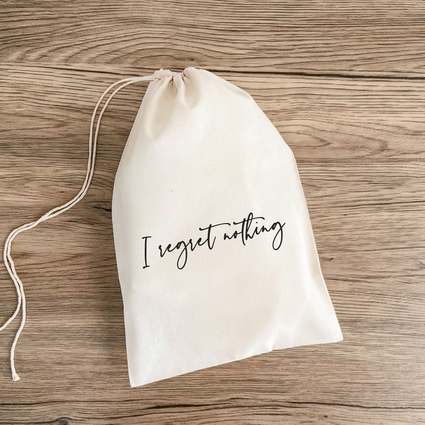 I Regret Nothing - Bachelorette Party - Hangover Kit Bags - Bachelorette Gift - Hangover Recovery Kit - Survival Kit - Custom Hangover Kit