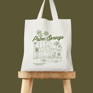Palm Springs Tote • Custom Desert Trip Bag • Personalized Travel Weekend Gift • Mid-Century Girls Trip or Bridal Party Carryall
