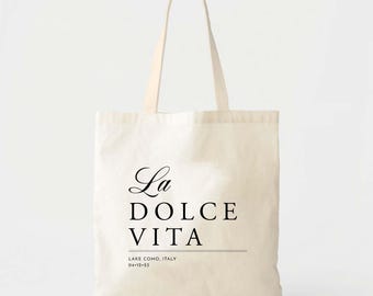 Destination Wedding Tote: Italy Travel Theme, Custom Sizes