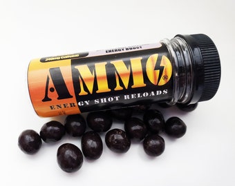 AMMO® Natural Energy 2 pack  Chocolate Coffee Rounds Caffeinated Shot Reloads Chocolate Coffee Beans