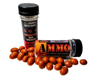 AMMO® Natural Energy 2 pack  Pumpkin Spice Chocolate Coffee Rounds Caffeinated Shot Reloads Chocolate Coffee Beans