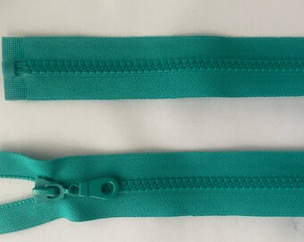 Teal Green  open ended or closed ended chunky zip 4 cm - 80 cm, divisible or indivisible zip for Jacket, Chunky Zip Ocean Green-