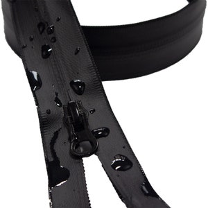 Waterproof Black open ended or closed ended chunky zip 3 cm - 80 cm, divisible or indivisible zip