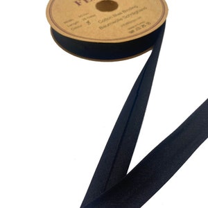 Bias Binding Cotton Black nr 8, width 20 mm Percent Cotton Fold Over Tape