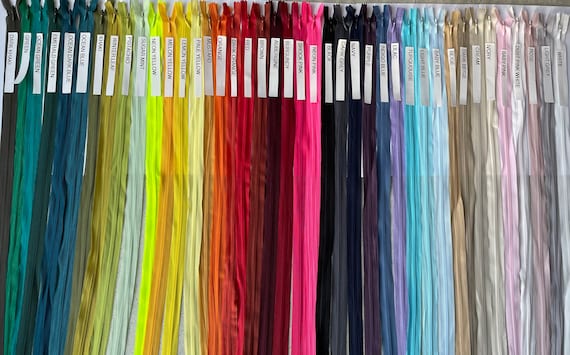 Closed End Polyester Invisible Zipper 60 Sizes, 45 Colors