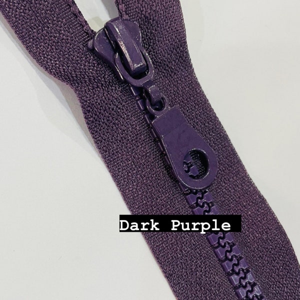 Purple open ended or closed ended Dark Purple chunky zip 4 cm - 80 cm, divisible or indivisible zip for Jacket, Chunky Zip