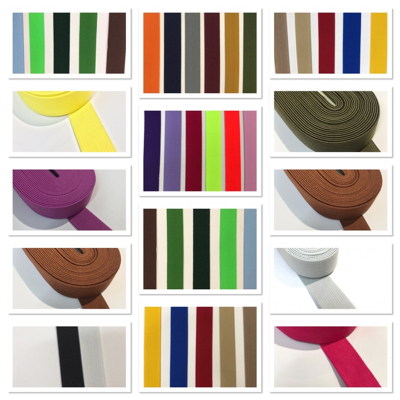 Waistband Elastic 2 cm, 3 cm, 4 cm, 5 cm Wide Woven Elastic, Coloured Flat Elastic image 6