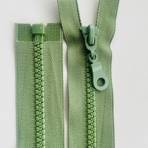 Light Grass Green - Open Ended or Closed Ended Chunky zip 3 cm - 100 cm, divisible or indivisible zip for Jacket, Chunky Zip
