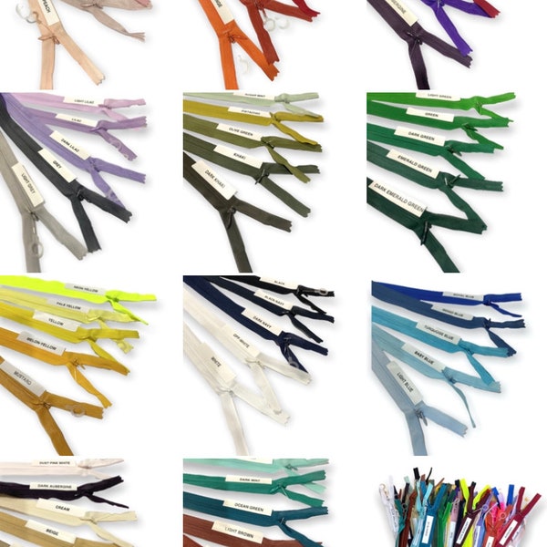 Invisible Zip 55 different colours for dress from 4 cm to 60 cm, nahtverdeckter Reissverschluss, zipper closed ended