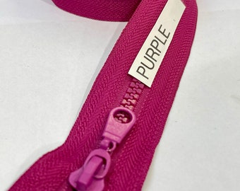 Cremallera gruesa Púrpura -Violeta Extremo abierto o cerrado 4 cm - 80 cm, cremallera divisible o indivisible para chaqueta, Cremallera gruesa