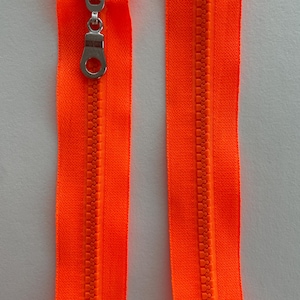 Neon Orange - Open Ended or Closed Ended Chunky Zip 4 cm - 80 cm, divisible or indivisible zip for Jacket, Chunky Zip