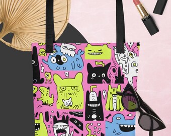 Tragetasche|Personalisierte Tasche|Personalisierte Tragetasche| Frauen-Einkaufstasche|süße Monster-Einkaufstasche|Mädchen-Einkaufstasche