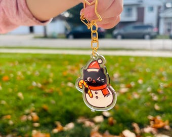 Schneemann Katze Keychain | Kawaii Weihnachtsanhänger