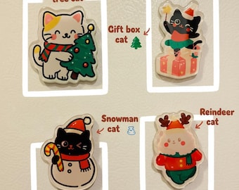 Schneemann-Katzen-Magnet | Niedliche Weihnachts-Kühlschrank Dekoration