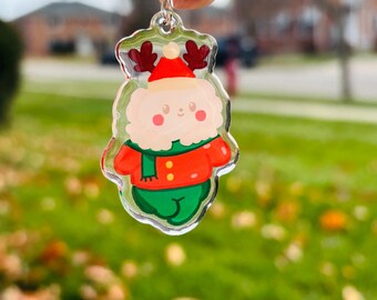 Rentier Katze Schlüsselanhänger, Kawaii Weihnachtsacryl Charm
