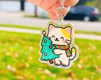 Weihnachtskatze Keychain | Kawaii Acryl Anhänger