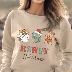 Western Christmas Sweatshirt Retro Western Sweatshirt for Women Christmas Sweater Crewneck Christmas Gift Funny Sweatshirts Christmas