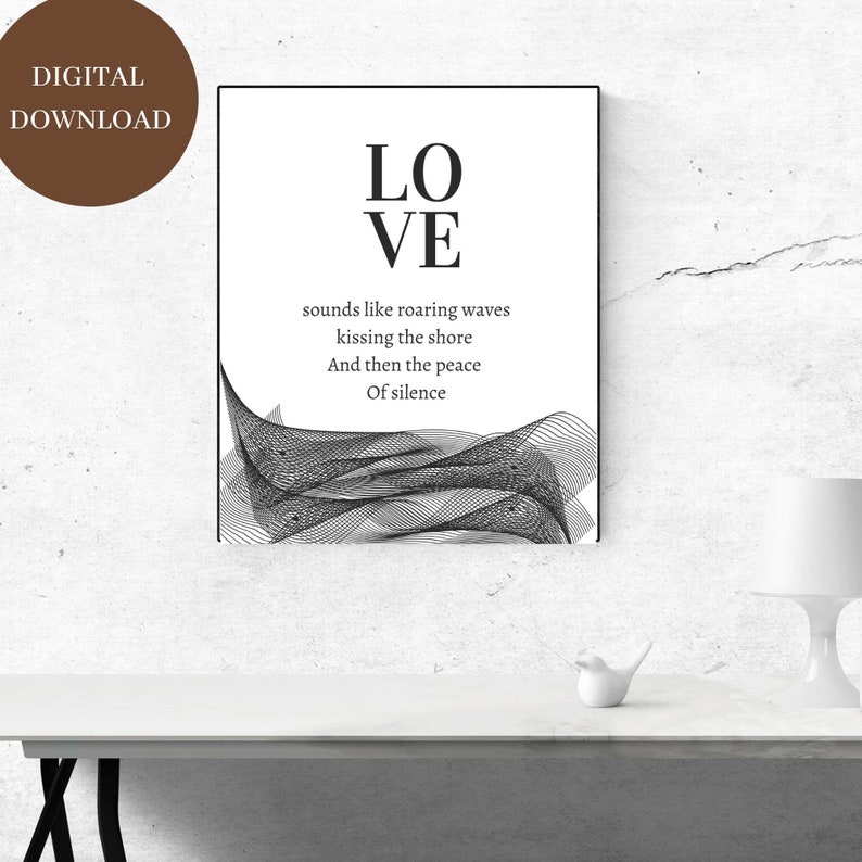 Printable Set of 3 Abstract Black and White Original Love Etsy