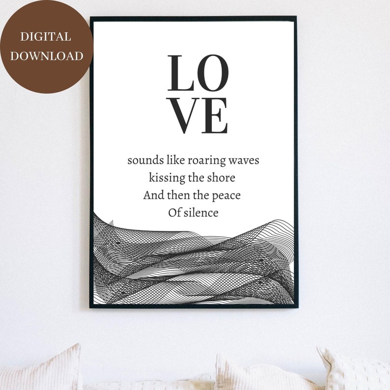 Printable Set of 3 Abstract Black and White Original Love Etsy