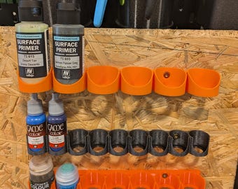 3D Printed Paint Bottle Holder, Wall Mounted, Miniature Paints - Vallejo, Citadel, Army Painter