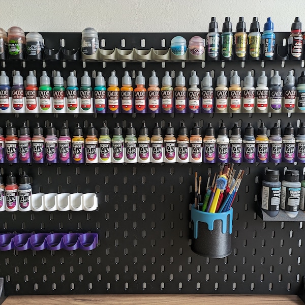 Paint bottle holder for IKEA Skadis /Vallejo/Army Painter/Citadel/Green Stuff World/Tamia/17ml bottle/dropper/35-60ml Vallejo wash/Schmincke