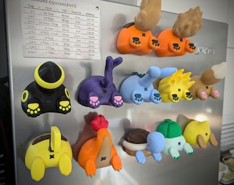 Poké Bums - Magnetyczne stworzenia anime Kavai Bums – drukowane w 3D magnesy Poké Magnesy na lodówkę i tablicę, prezent dla niego, prezent dla niej, prezent dla dziecka,