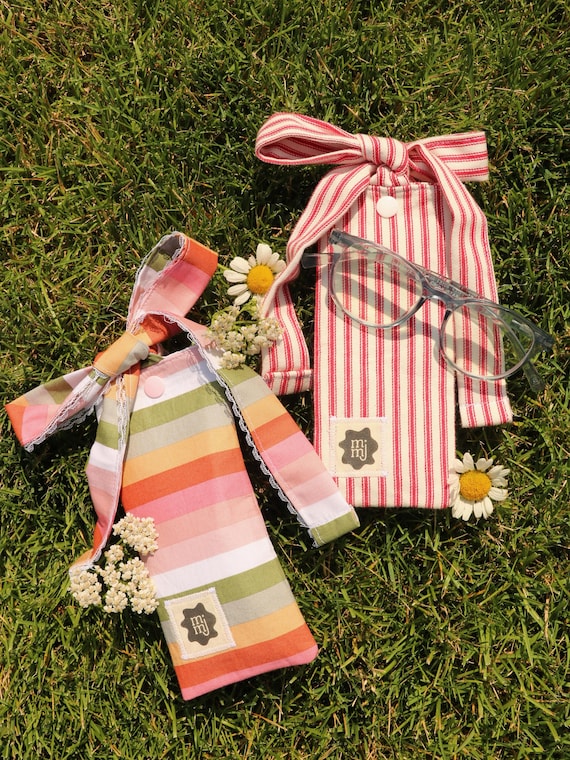 fabric eyewear case- with bow closure, sunglasses holder, eyeglass case