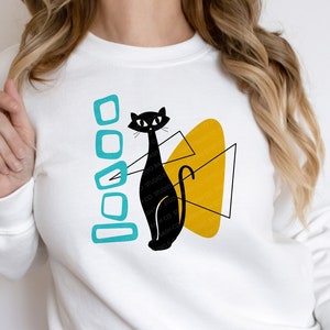 Design SVG chat moderne du milieu du siècle avec des formes géométriques - Design atomique mignon