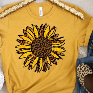 Sunflower Leopard Print, Sublimation Design, Hand Drawn Style, PNG, Jpg, Shirt, Mug, Digital, Inspiration, Grunge, Distressed, Bundle