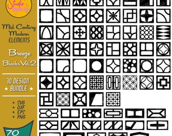Breeze Blocks Vol. 2  | Mid-Century Modern 70 Design - Breeze Block Patterns | Retro Clipart | SVG PNG Bundle, 1950s Atomic Architecture