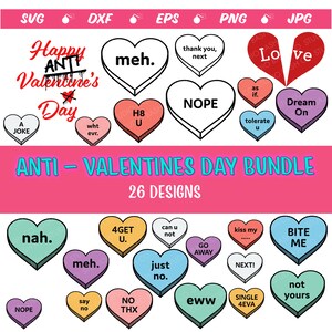 Valentines Day Bundle SVG PNG, 26 Different Designs/Sayings, Anti Valentines Day EPS, png, Jpg,Dxf Digital Design Download, Funny, Sarcastic