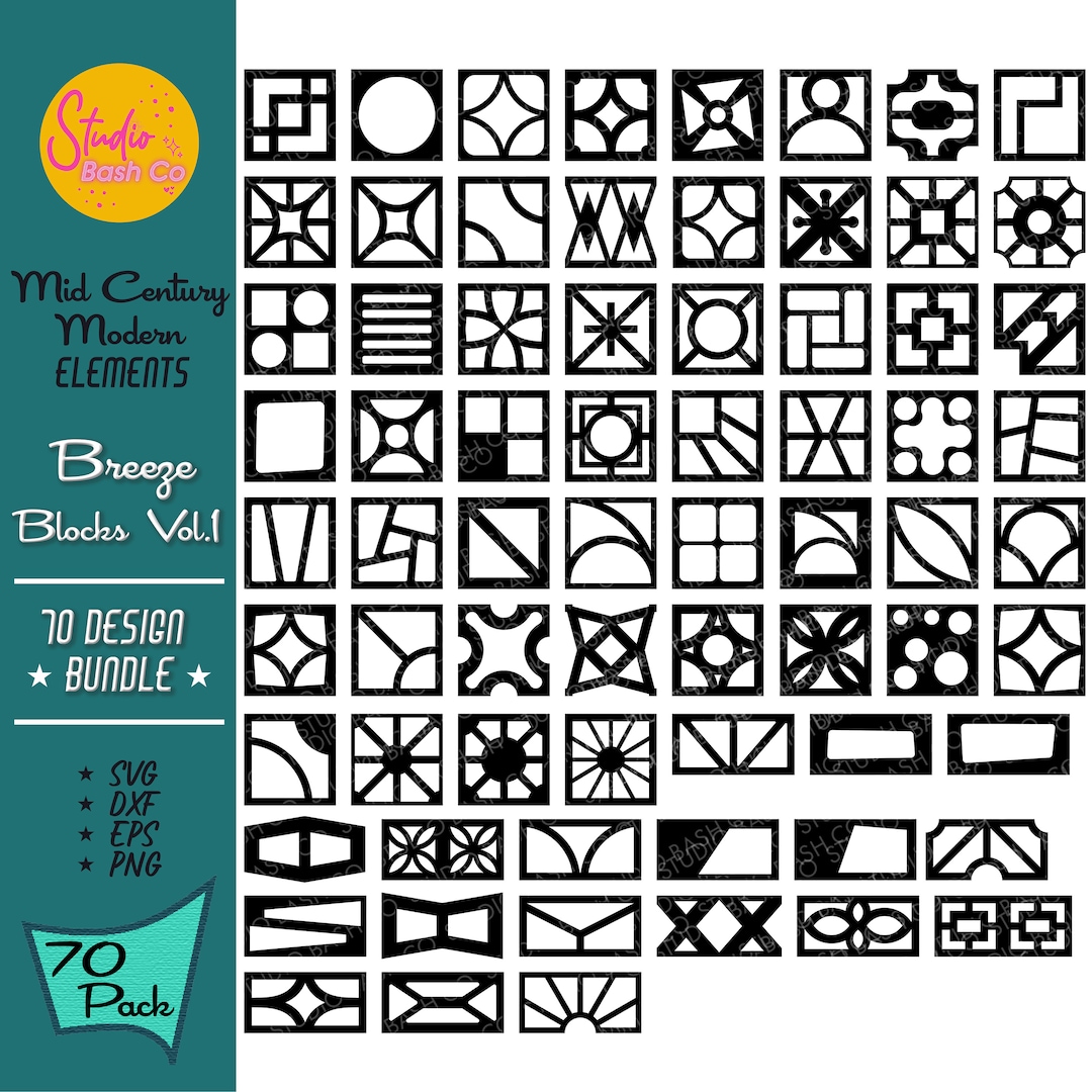 Breeze Block Vol. 1 midcentury Modern 70 Design Retro Clipart