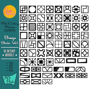 Breeze Block Vol. 1 |Design Mid-Century Moderne 70 | Clipart rétro | Modèles de blocs de brise | SVG PNG Bundle, architecture atomique des années 1950