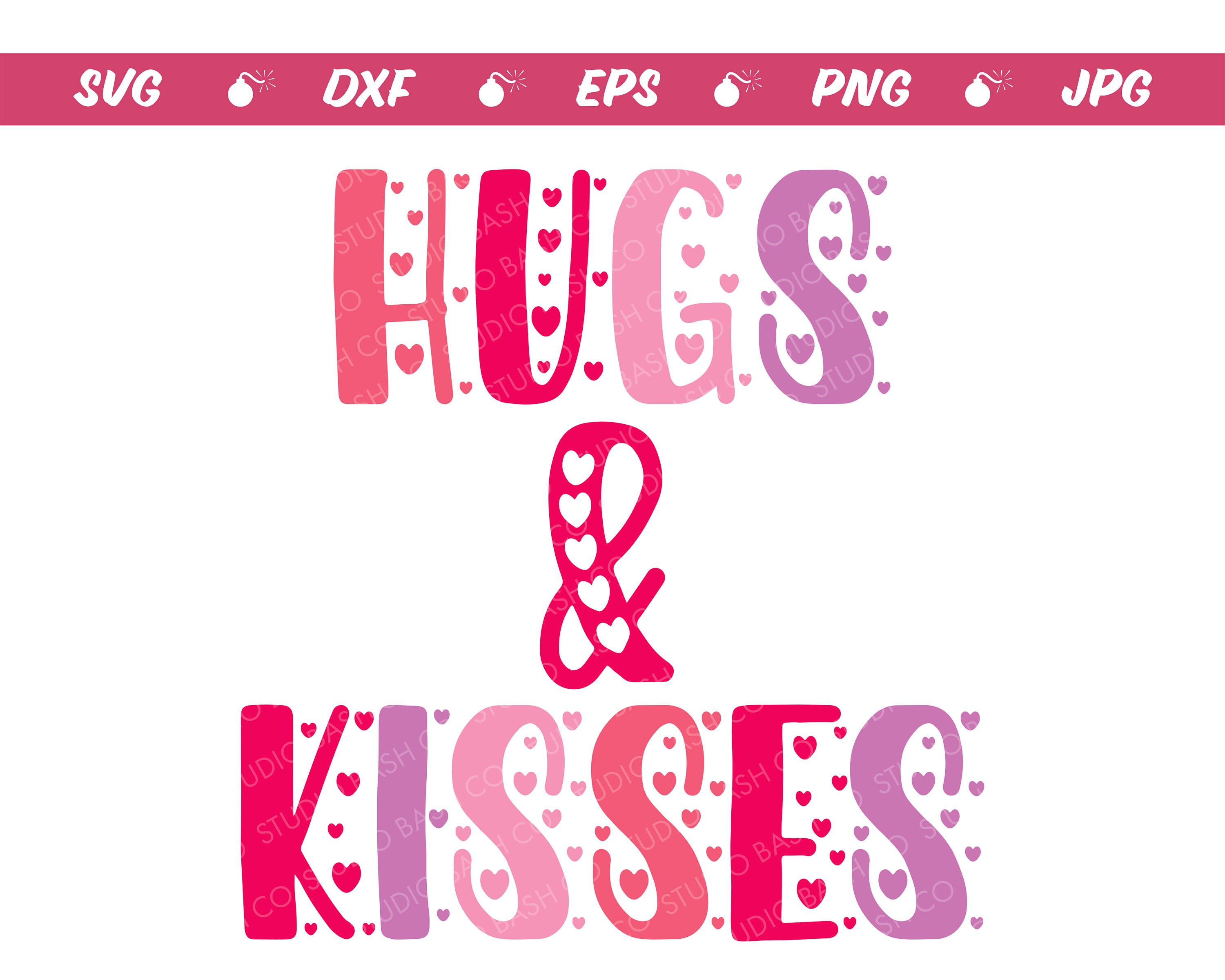 Hugs and Kisses Svg Heart Svg Valentine Svg EPS Dxf Jpg - Etsy
