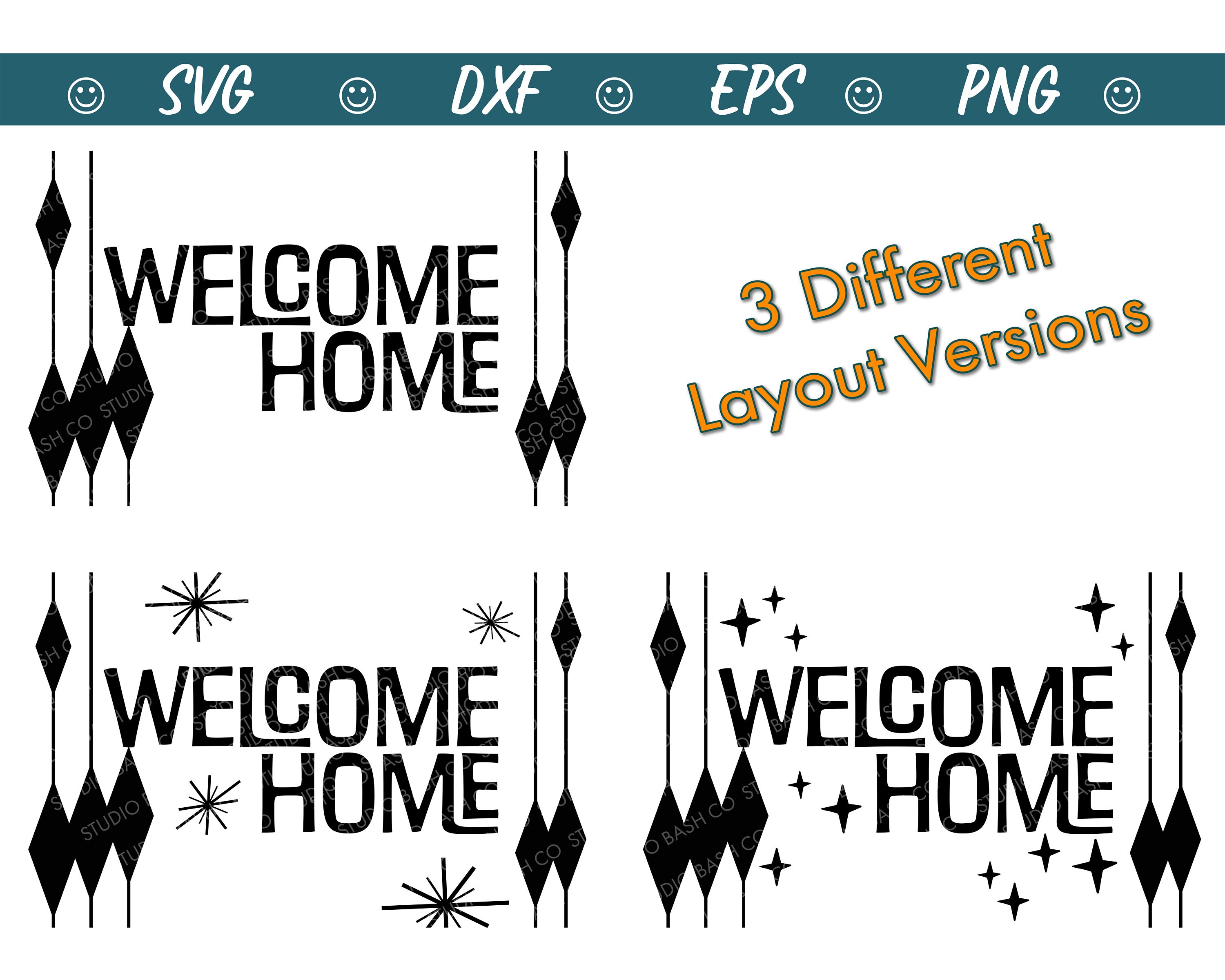 Welcome Home Door Mat Svg, Mid Century Modern Svg, Doormat Stencil Svg ...