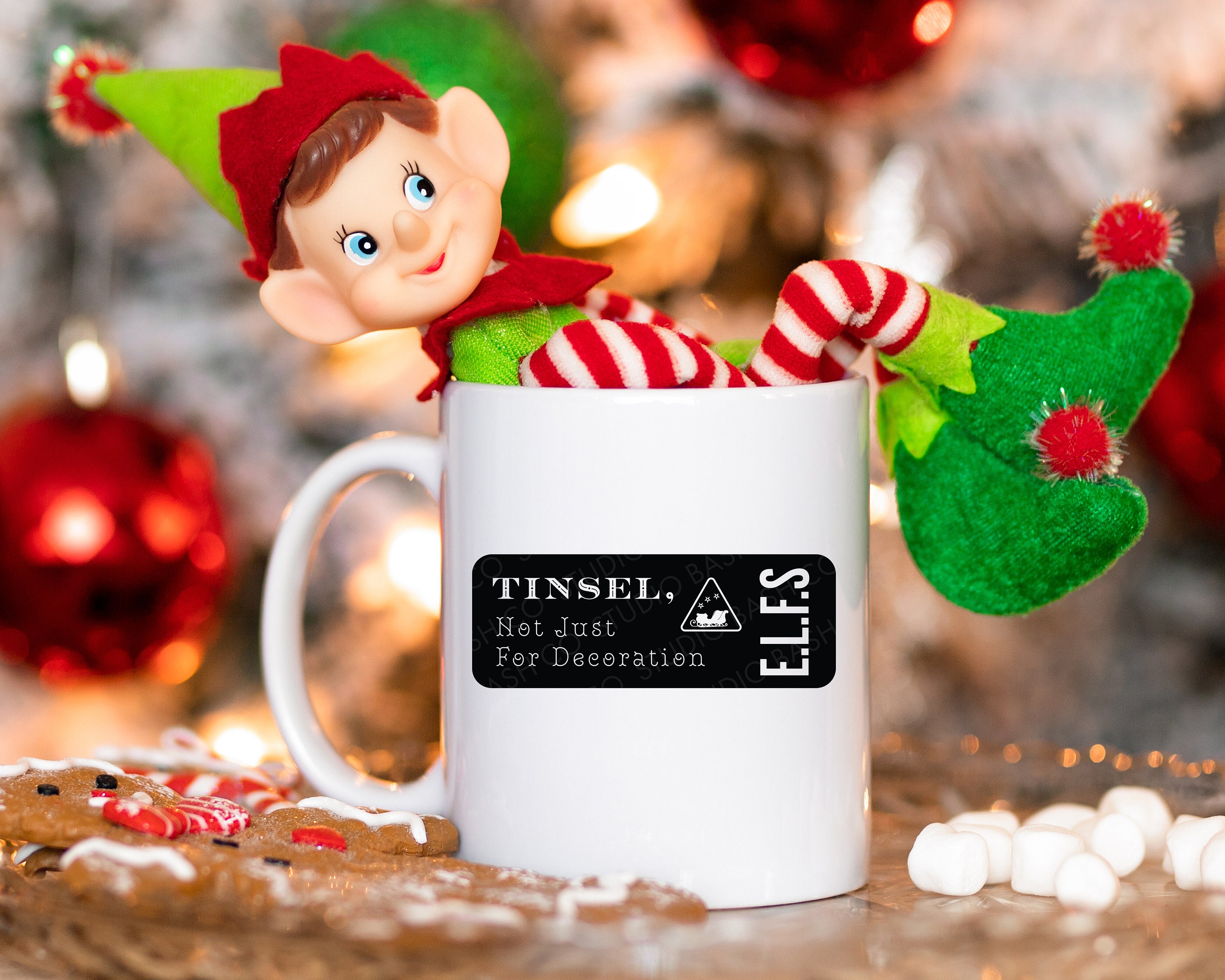 E.L.F.S, Tinsel, Not Just for Decoration Santa Clause Christmas SVG, EPS, PNG, Jpg, Dxf Design