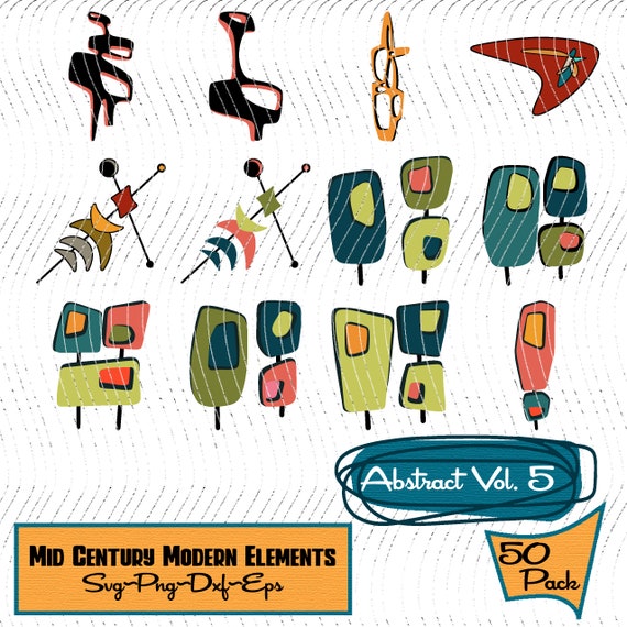 抽象デザイン Vol 5 | ミッドセンチュリーモダンエレメント - 50 の