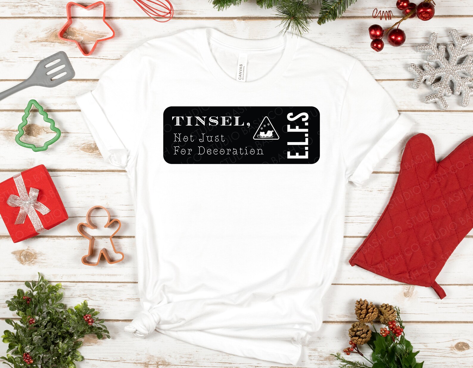 E.L.F.S, Tinsel, Not Just for Decoration Santa Clause Christmas SVG, EPS, PNG, Jpg, Dxf Design