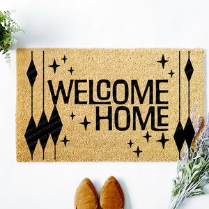 Welcome Home Door Mat Svg, Mid Century Modern Svg, Doormat Stencil Svg ...