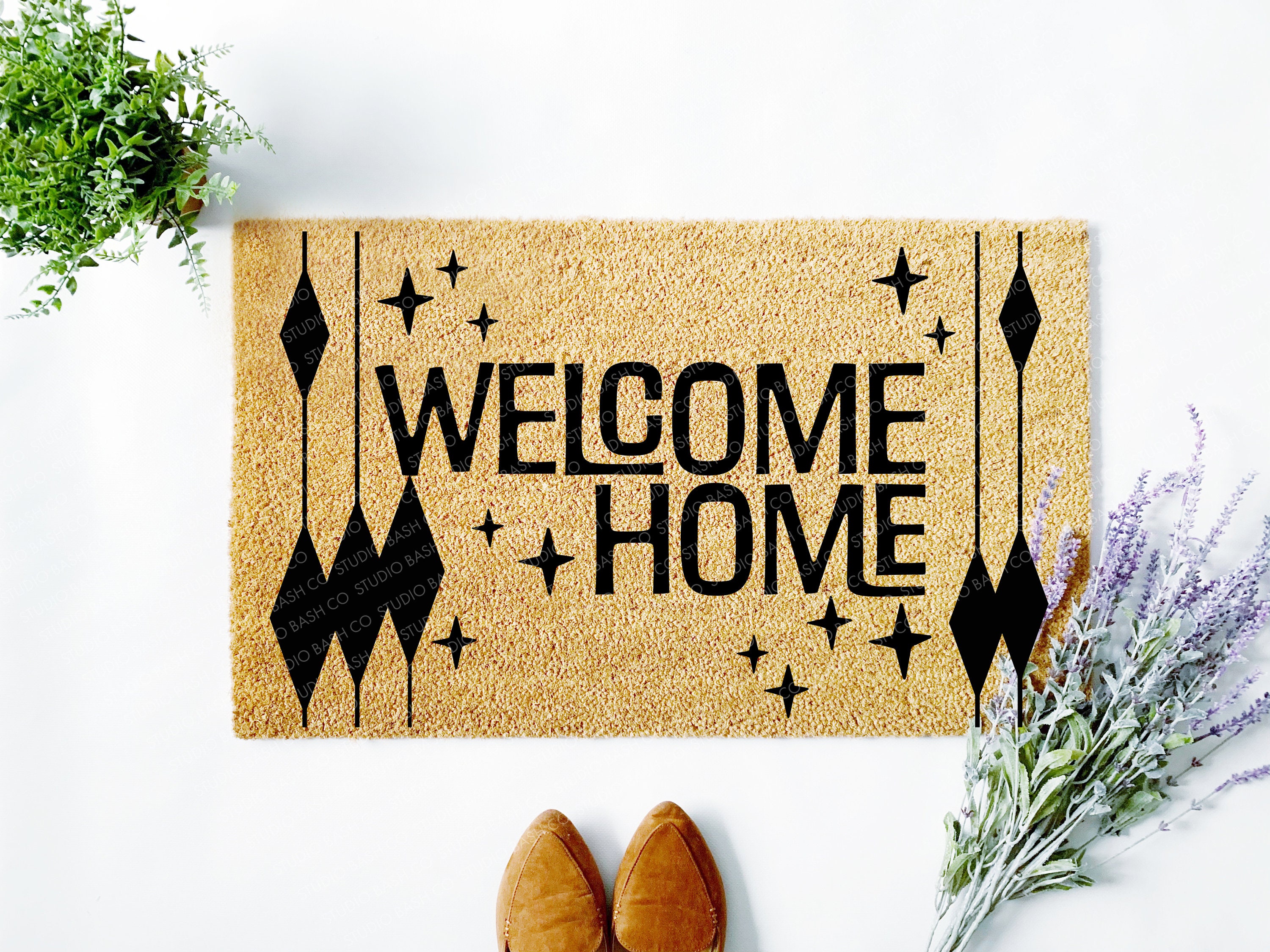Welcome Home Door Mat Svg, Mid Century Modern Svg, Doormat Stencil Svg ...
