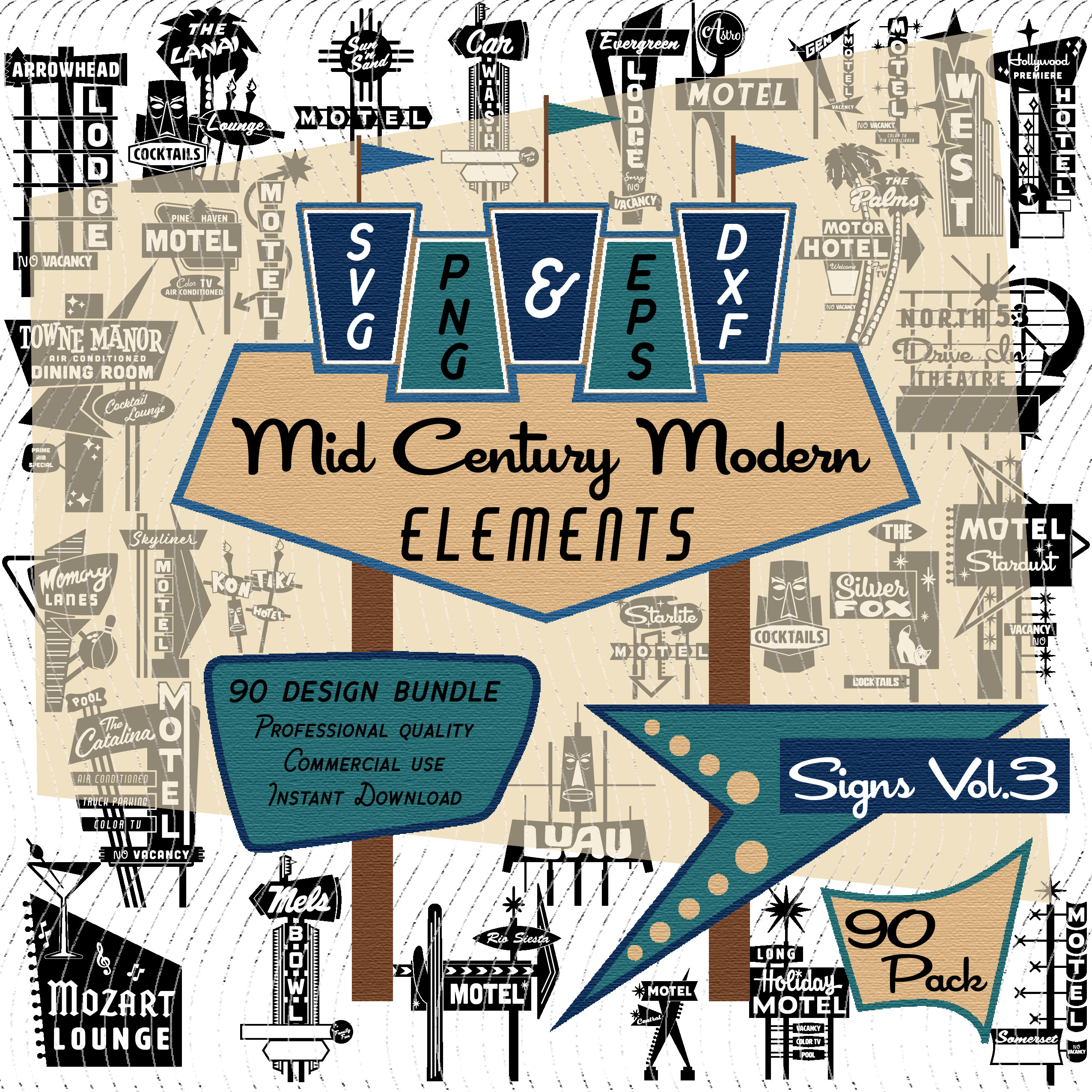 Signs Vol3 | Mid-century Modern 90 Design Elements | Retro Clip