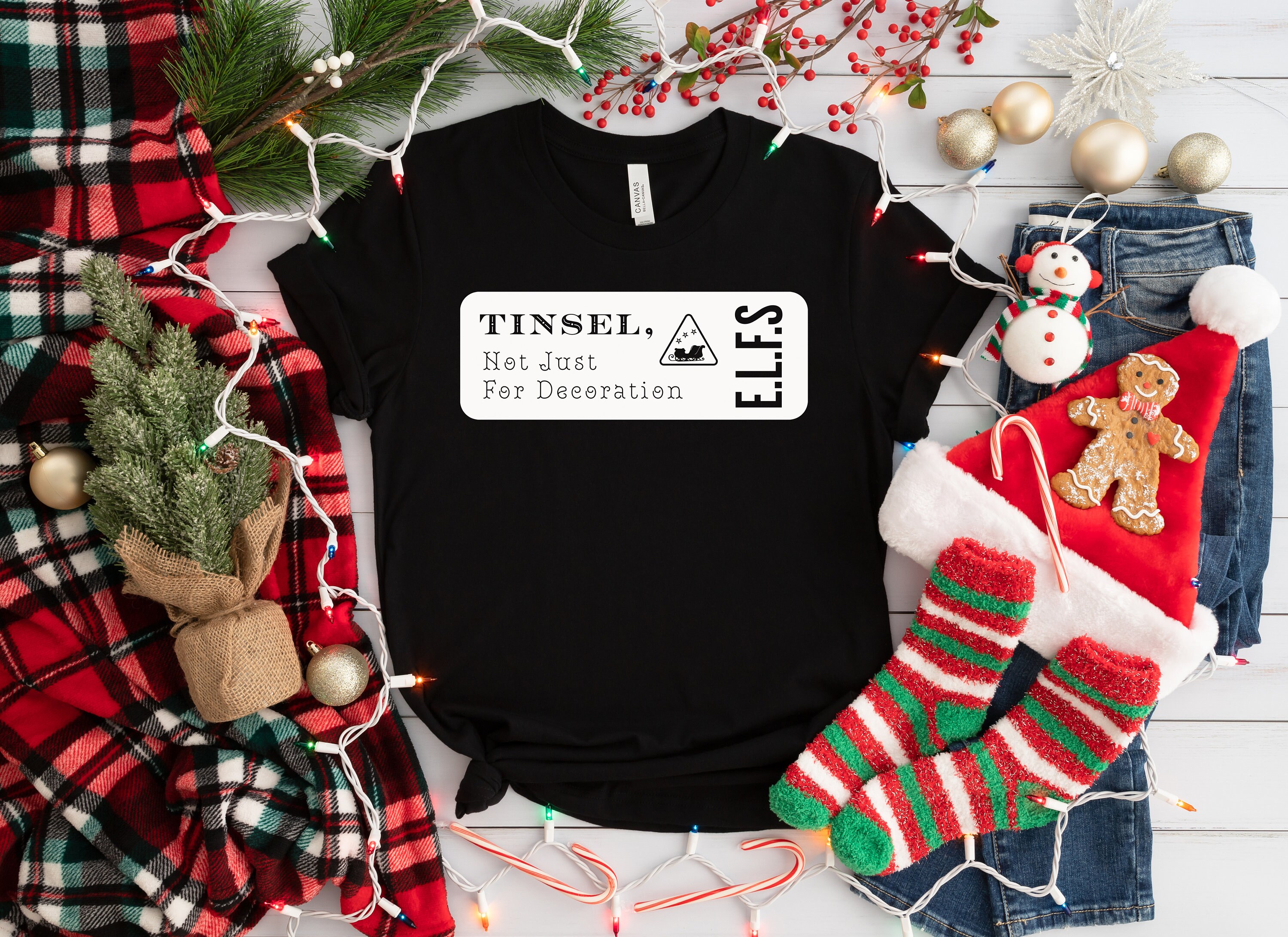 E.L.F.S, Tinsel, Not Just for Decoration Santa Clause Christmas SVG, EPS, PNG, Jpg, Dxf Design