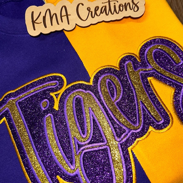 Custom Two-Tone Team Spirit Crewneck: Embroidered Glitter Sweatshirt