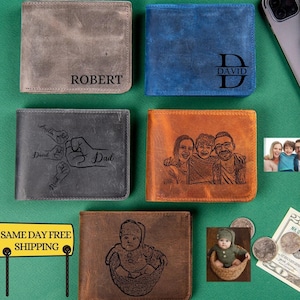 Regalo personalizado, regalo de aniversario para él, billetera con foto personalizada, billetera con escritura a mano, regalo para esposo, regalo para él, regalos para hombres, regalos para el Día del Padre
